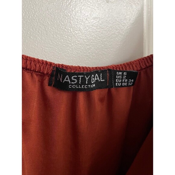 Cowlneck body suit. Burnt orange. Size 2. Nasty Gal. Like new. - Picture 4 of 4